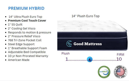 14" Premium Hybrid Euro Top