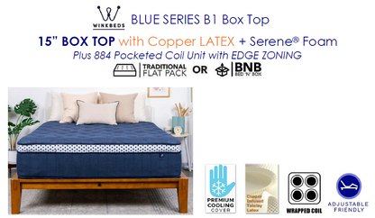 WINK Blue Series 1 Hybrid Mattress Cooling, Latex, 15"